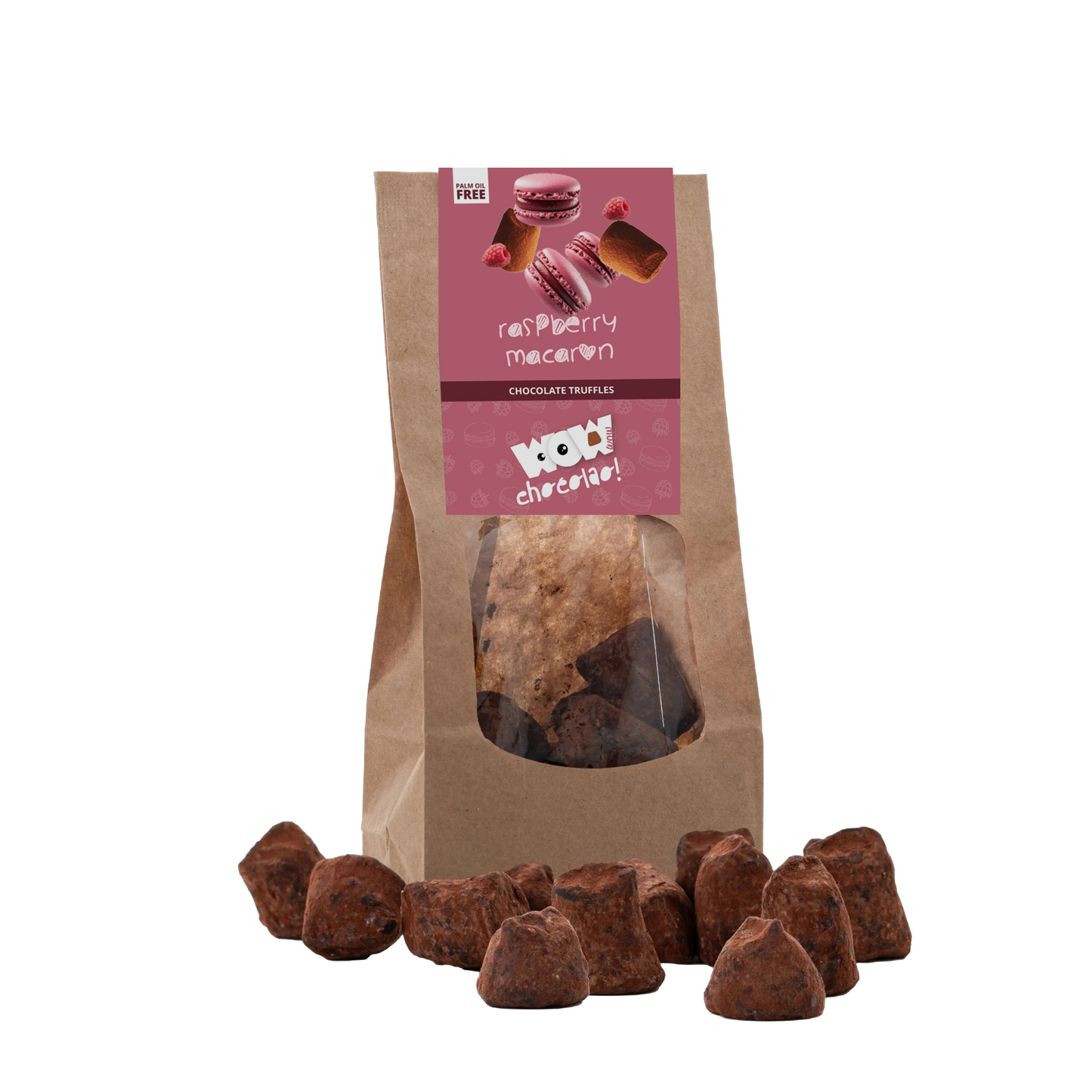 Raspberry Macaron Chocolate Truffles - Biodegradable bag 130g