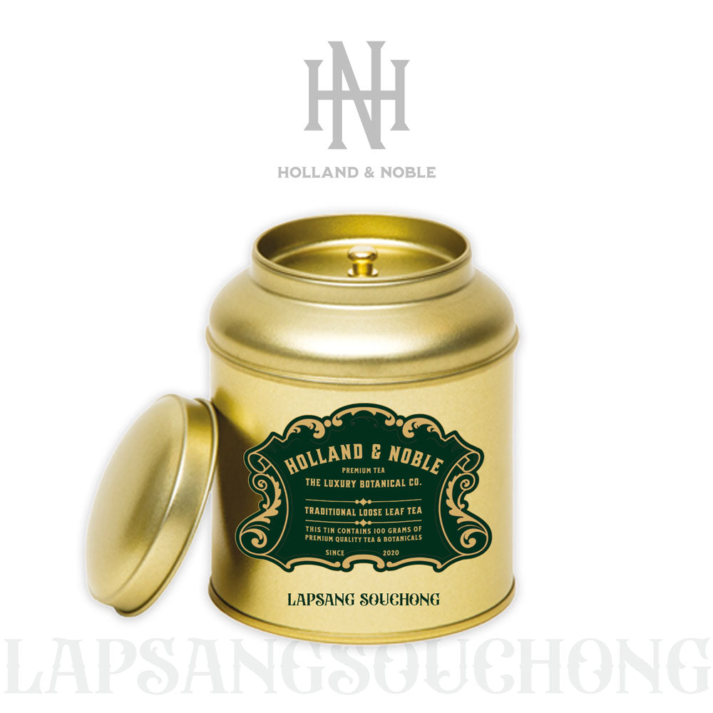 Holland & Noble - Lapsang Souchong - Premium Zheng Shan Xiao Zhong Chá - 拉破嗓艘重 茶 - 100 gram Losse thee in luxe blikverpakking